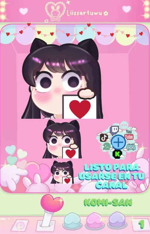 Komi-san heart sign emote in three sizes, ready to use on a channel