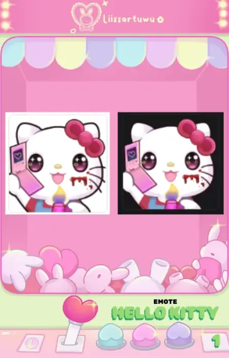 Hello Kitty Halloween emote on light and dark backgrounds