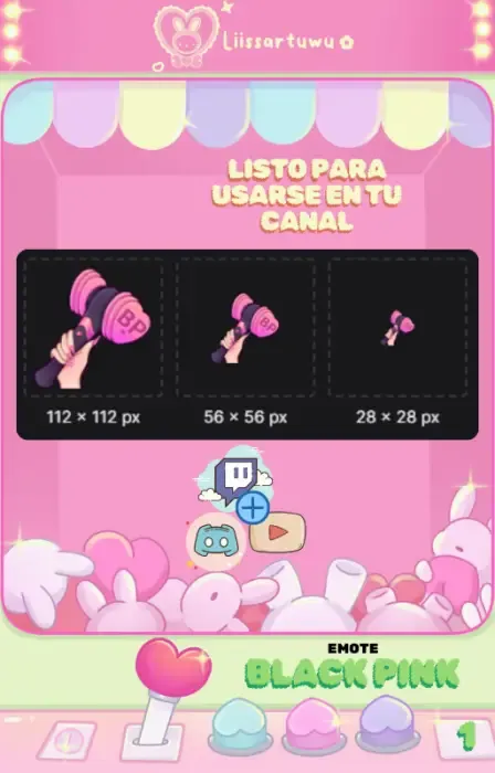 Black Pink light stick emote at 112, 56 and 28 px