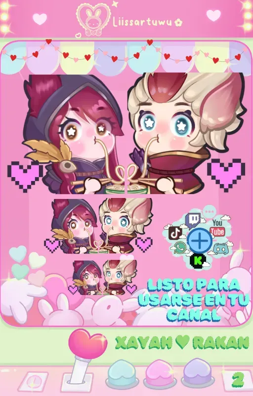 Xayah and Rakan eating noodles in three sizes, ready to use on a channel