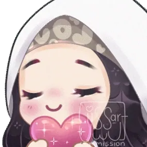Animated chibi emote holding a heart