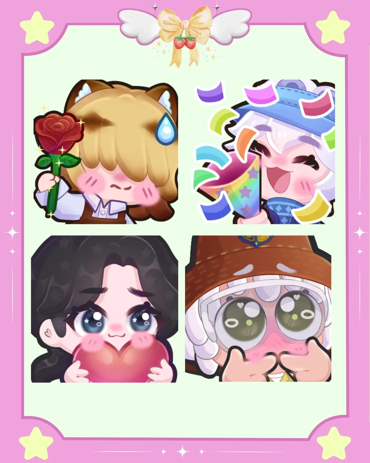 Set of four chibi Twitch emotes