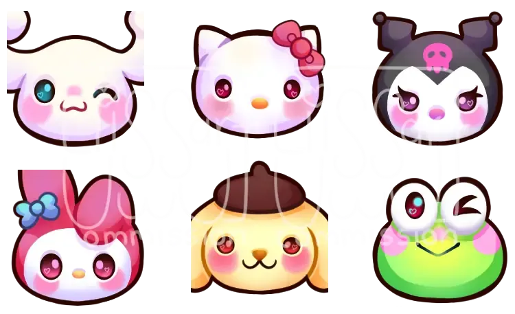 Set of six chibi sub badges