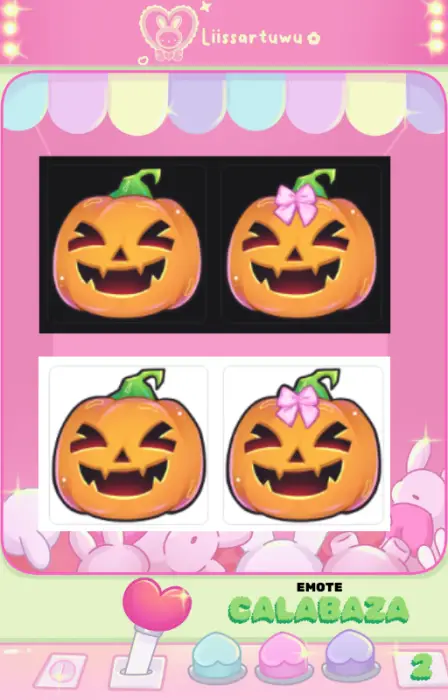 2 Emotes de calabaza de hallowen sonriendo, una con un moño, para Twitch y Discord