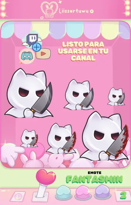 2 Emotes de fantasmas con un cuchillo, perfecto para Twitch y Discord