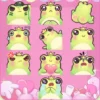 Paquete de 10 emotes de ranitas tiernas, en diferentes poses para Twitch y Discord