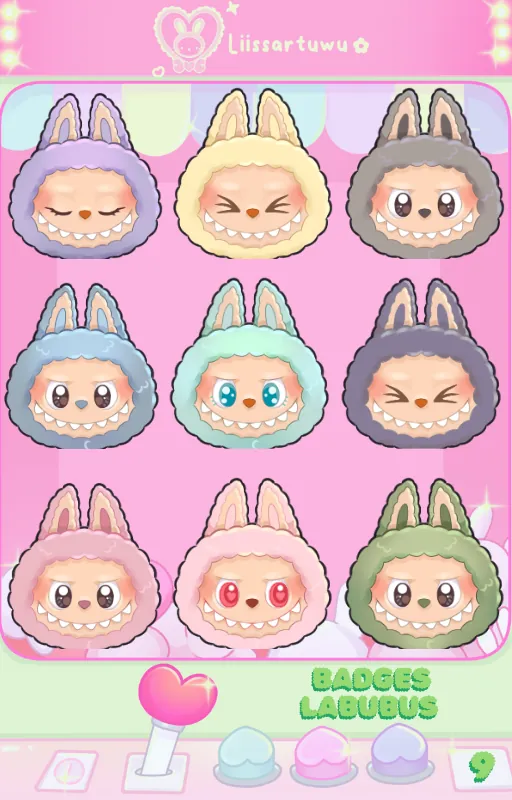 emblemas badges labubus, 9 colores diferentes, tiktok, twitch kick para personalizar streams